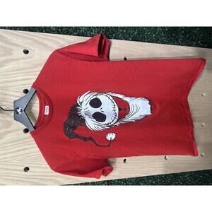 Delta Pro Weight Red Graphic T-Shirt with Santa Skull Design